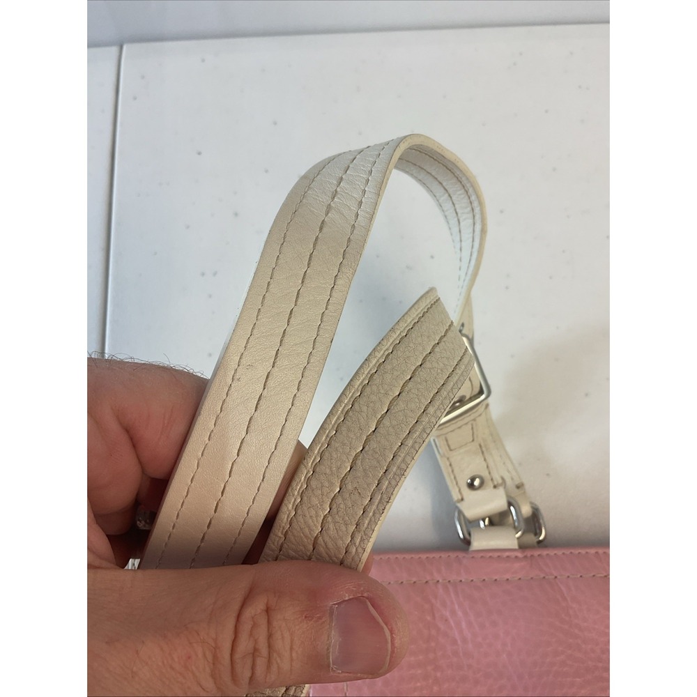 Vtg Coach‎ Hamilton Pebbled Leather Book Tote Shoulder Handbag Purse Pink Cream - Picture 6 of 12